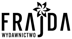 Czarne logo wydawnictwa dla dzieci FRAJDA