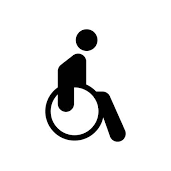 ikona przedstawiająca osobę na wózku inwalidzkim
