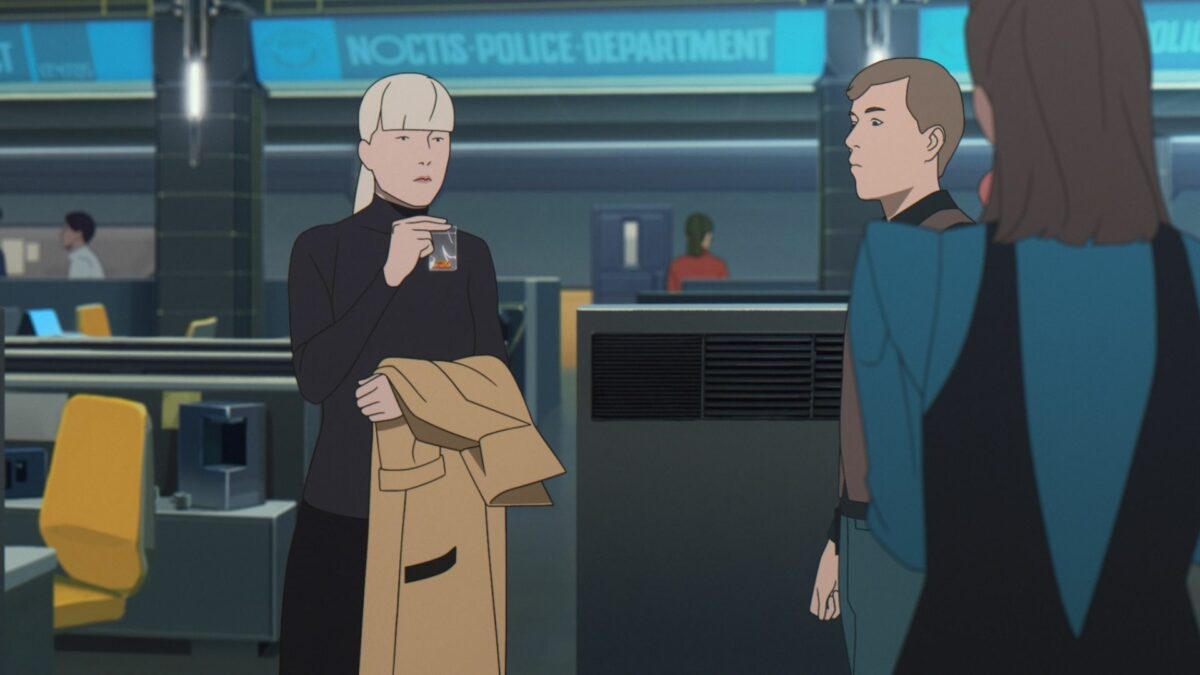 Kadr z filmu animowanego przedstawiający scenę z baru.