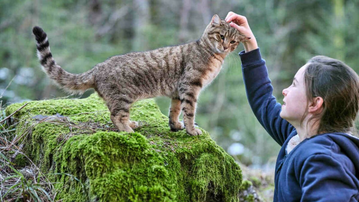 Mała dziewczynka głaska swojego kota.