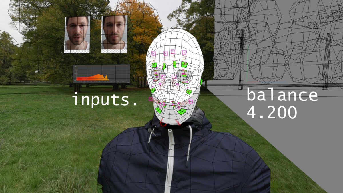 Kadr z programu graficznego tworzący twarz chłopaka.