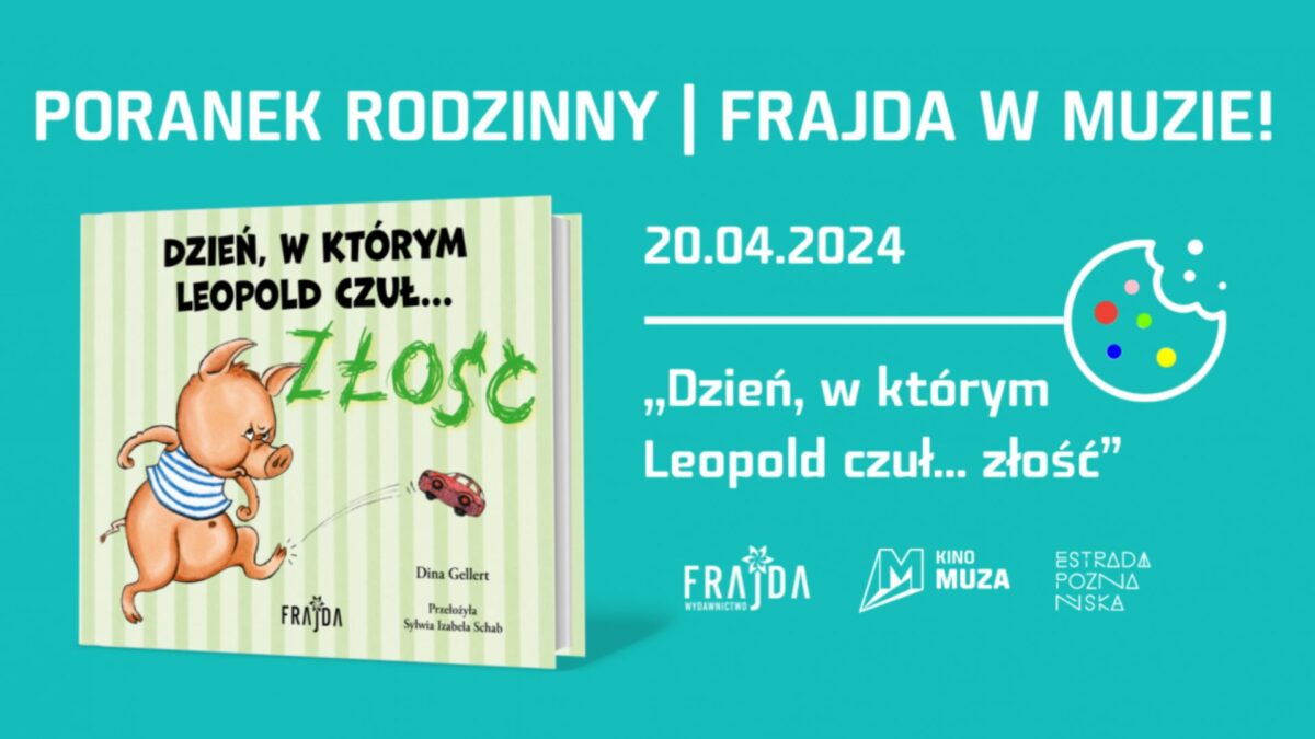 Plansza kwietniowego poranku rodzinnego z wydawnictwem frajda.