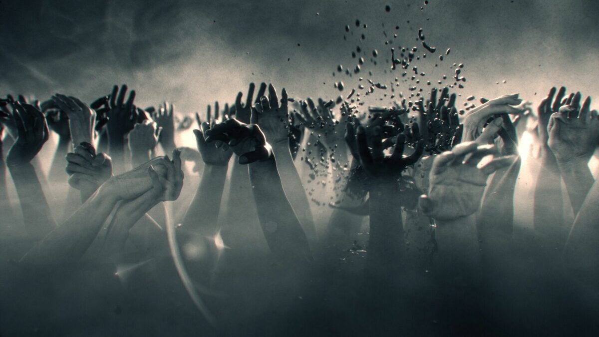 Kadr z polskiej animacji przedstawiający dłonie uniesione do góry.