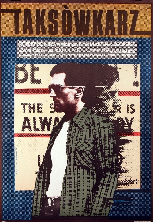 Plakat przedstawia mężczyznę w ciemnych okularach.
