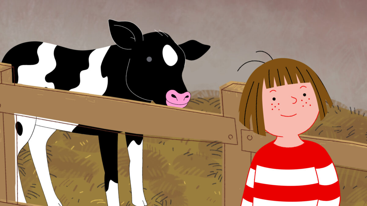 Basia i krowa w stajni.