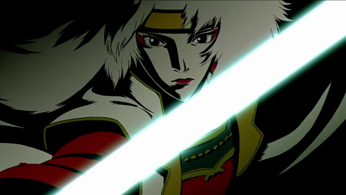 Kobieta z laserowym mieczem.