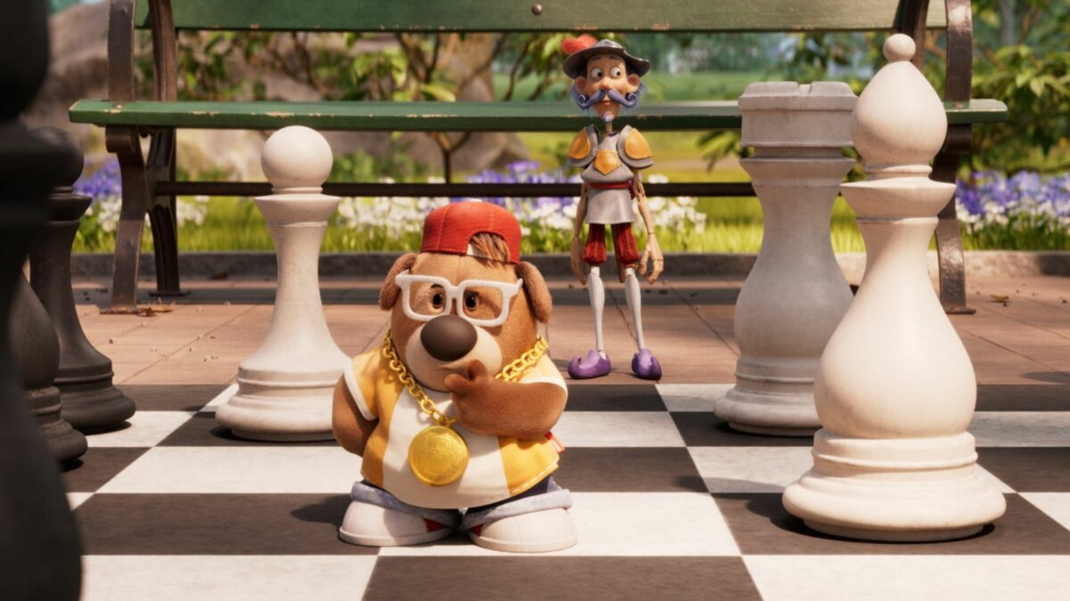 Pies na dużej planszy do szach.