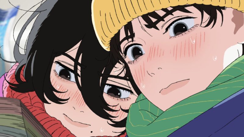 Kadr z anime, dwie dziewczyny blisko siebie.