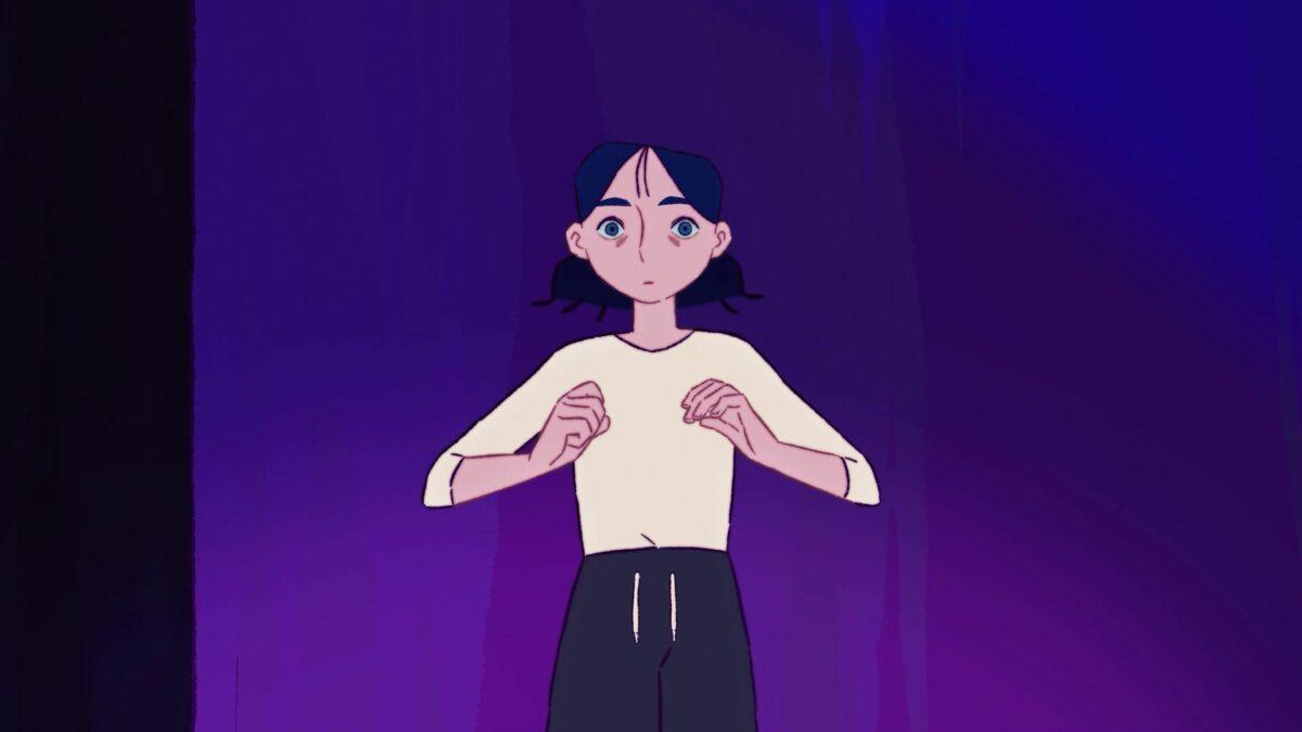 Kadr z animacji przedstawiający postać kobiety.