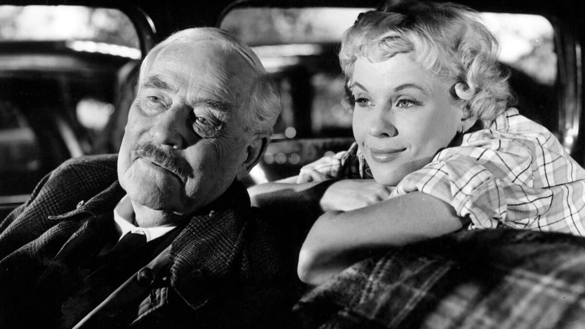 Kadr z samochodu, kobieta z tylnego siedzenia rozmawia z kierowcą.